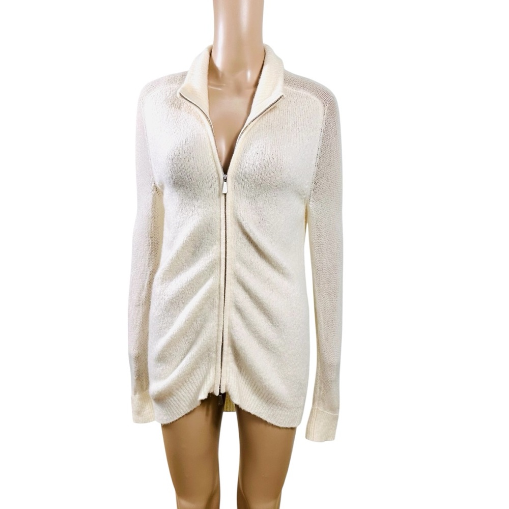 Malo Ivory Cashmere sweater Cardigan sweater with zipper sz 8 IT44